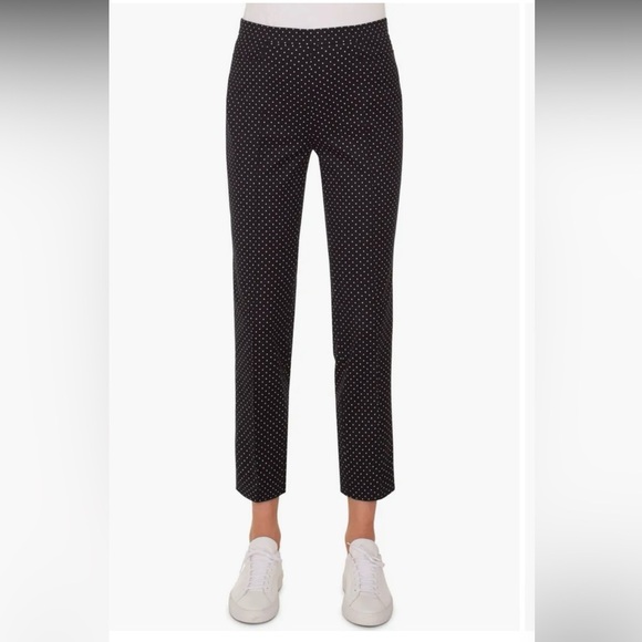 Akris Punto Franca Mini Dot Stretch Cotton Pants US 4 Black White Polka Dot - Picture 1 of 10